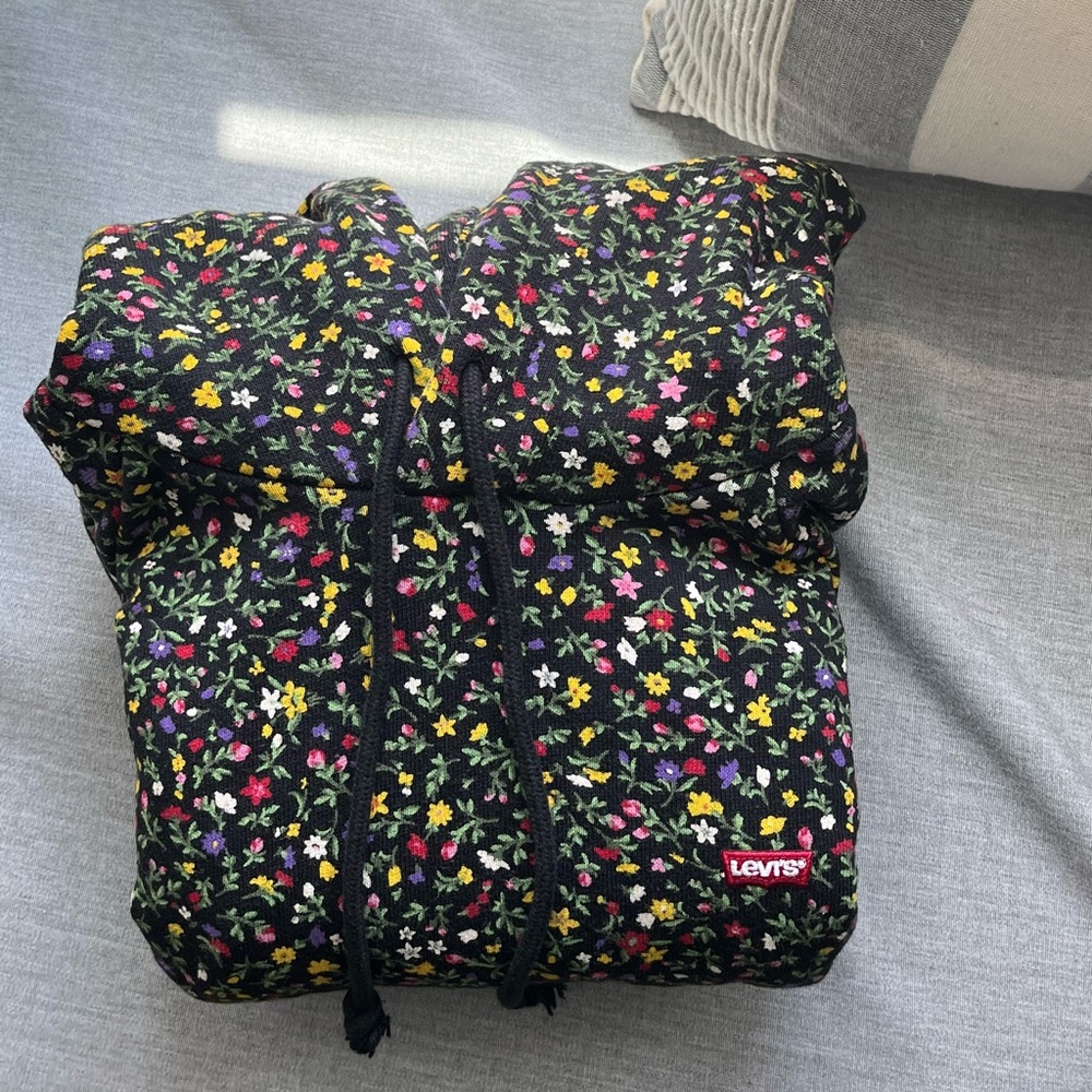 Levi's Black Floral Hoodie with Multicolor Flowers